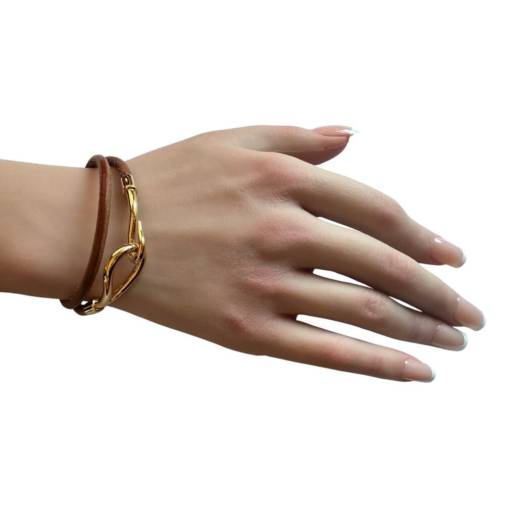 Hermès Jumbo Leather Hook Double Wrap Bangle Bracelet Choker - Picture 12 of 12